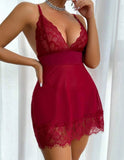 Sexy European American Style Underwear Lace Polyester Mesh Outfit See - through Suspender Nightgown - Zeprah