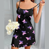 Sexy French Milk Silk Elastic Waist Breathable Butterfly - Style Sweet Suspender Nightgown Spring - Zeprah