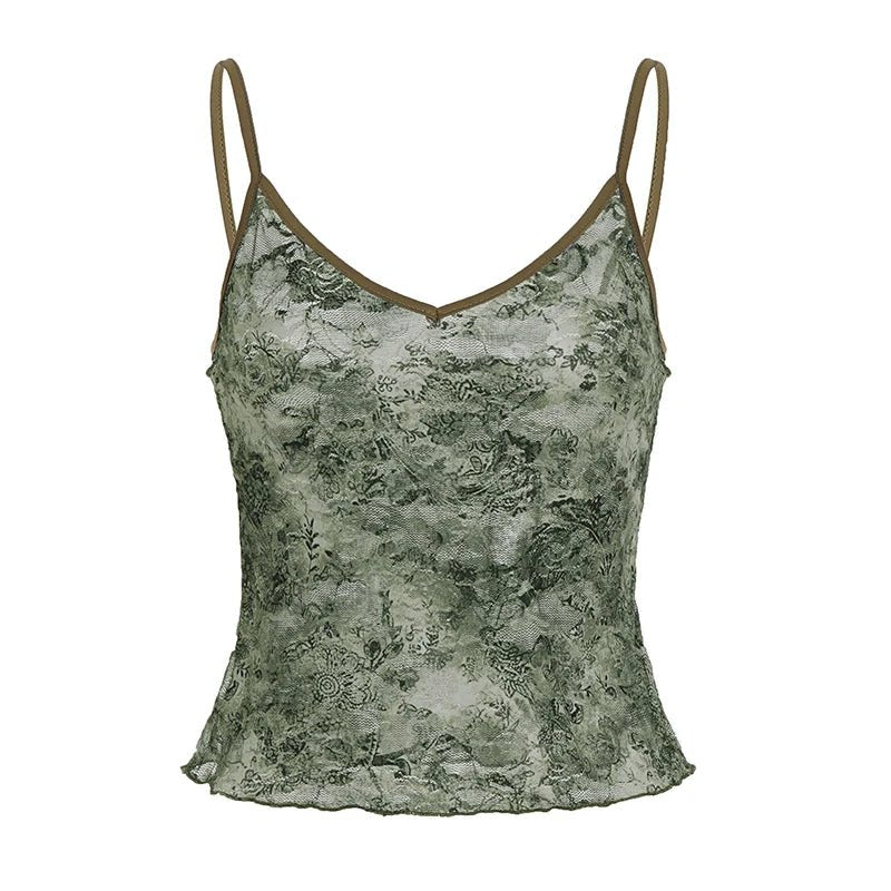 Sexy Gradient Lace Breathable Eco - Friendly Camisole Top Stretchy Slim Fit Spaghetti Strap - Zeprah