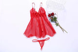 Sexy Lace Lingerie Front Slit Nightdress Polyester - Zeprah