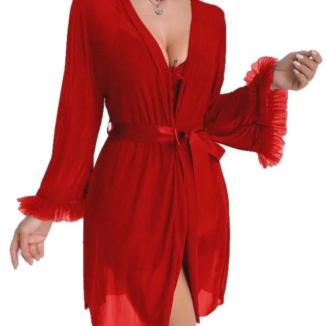 Sexy Lace Nightgown See - Through European American Temptation Lingerie Camisole Set Pure Desire Nightdress - Zeprah