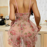 Sexy Lingerie Printed Women's Chiffon Thick Ruffles See - through Suspender - Zeprah