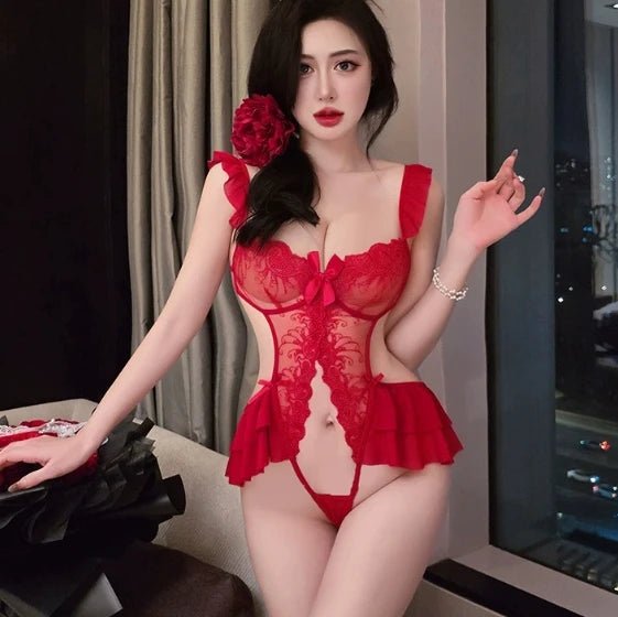 Sexy Lingerie Sexy Lace Temptation Jumpsuit Women's Open Small Chest Uniform Temptation Pajamas - Zeprah