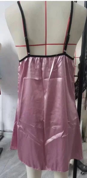 Sexy Lingerie Sleepwear Spring Summer Deep V Nightdress Strap Satin Backless Cute Lace - Zeprah