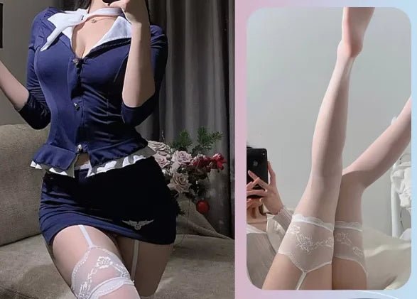 Sexy Lingerie with Hat Flight Attendant Uniform Policewoman Uniform - Zeprah
