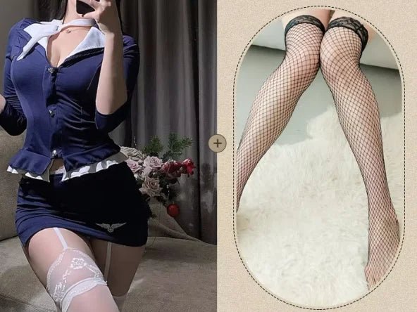 Sexy Lingerie with Hat Flight Attendant Uniform Policewoman Uniform - Zeprah