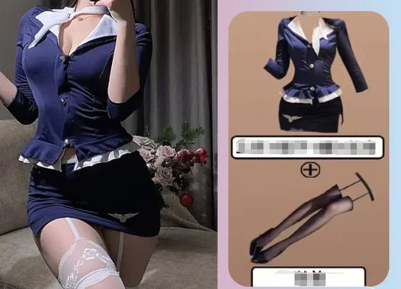 Sexy Lingerie with Hat Flight Attendant Uniform Policewoman Uniform - Zeprah