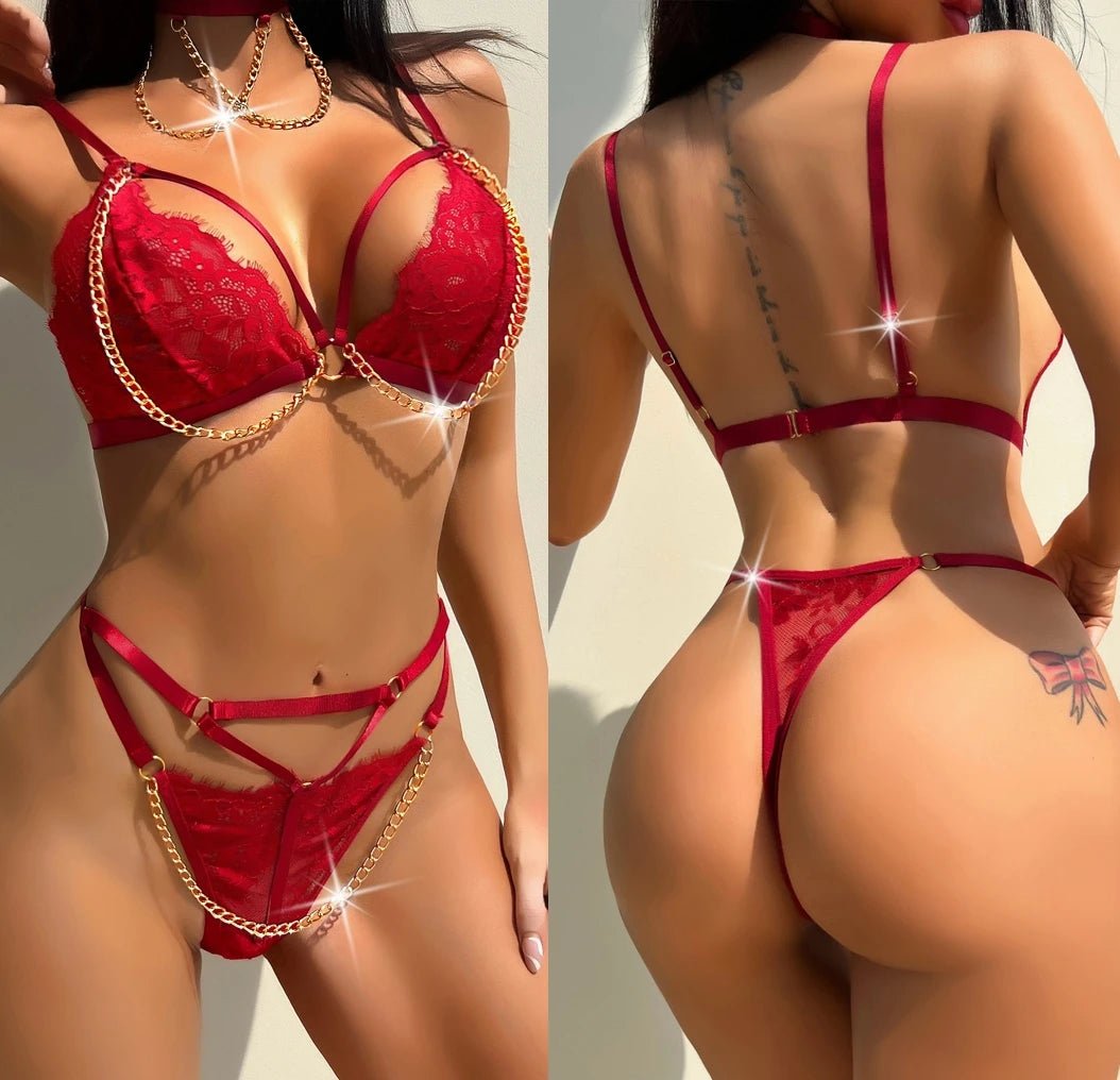 Sexy Metal Bikini Sexy Transparent Lingerie Womens Sexy Underwear - Zeprah