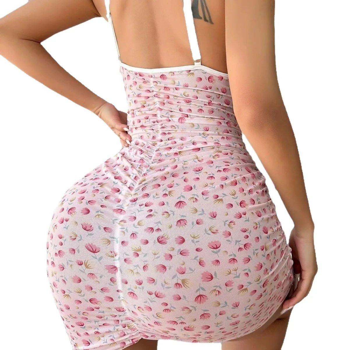 Sexy Pastoral Style Floral Breathable Home Sling Nightgown - Zeprah