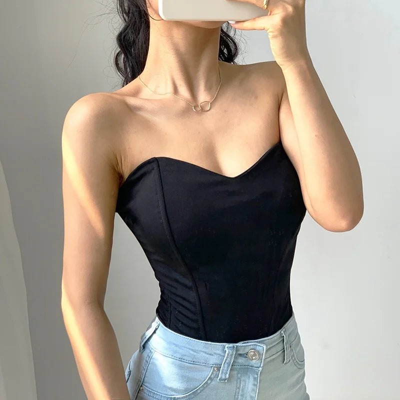 Sexy Strapless Club Tank Top Female Sleeveless Overbust Corset Streetwear Night Out Camis Tank Top - Zeprah
