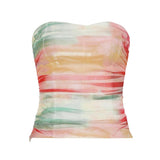 Sexy Summer Casual Strapless Tank Top Solid Sheer Mesh Knitted Breathable Eco - Friendly Spandex/Polyester Short Beach Party Crop - Zeprah