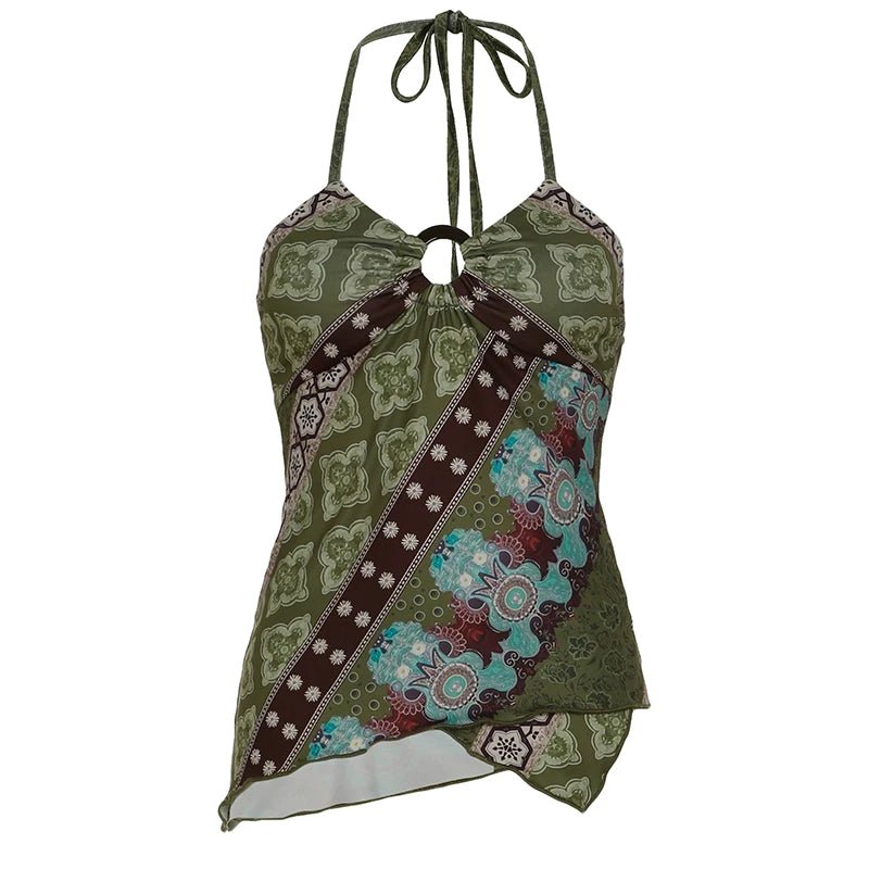 Sexy Summer Women's Knitted Vest Eco - Friendly Forest Aesthetic Cropped Camisole Lace - Up Front Ribbons High Quality Fashion Top - Zeprah