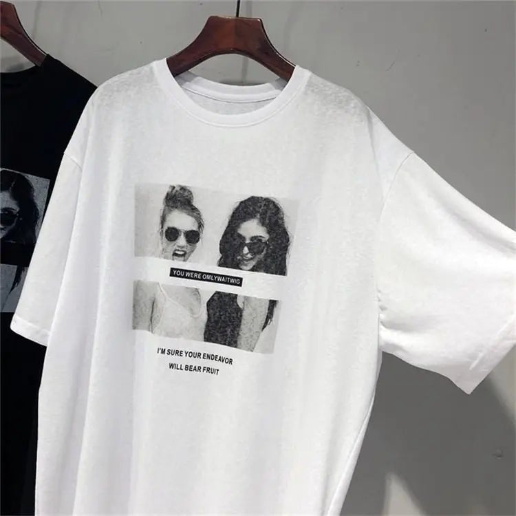 Short - sleeved T-shirt Women's Summer Korean - style New Beauty Printed Loose Lazy Mid - length Top - Zeprah