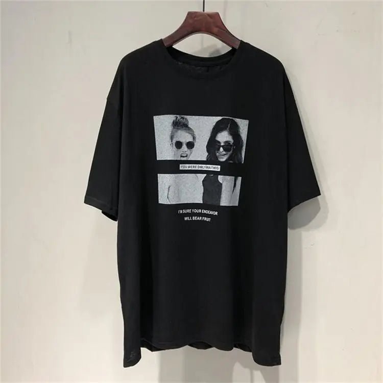 Short - sleeved T-shirt Women's Summer Korean - style New Beauty Printed Loose Lazy Mid - length Top - Zeprah