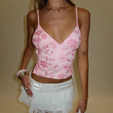 Short Women's Sexy Floral Backless Tie Glitter Halter V - neck CAMIS Top Breathable Eco - Friendly Knitted Sequined Decoration - Zeprah