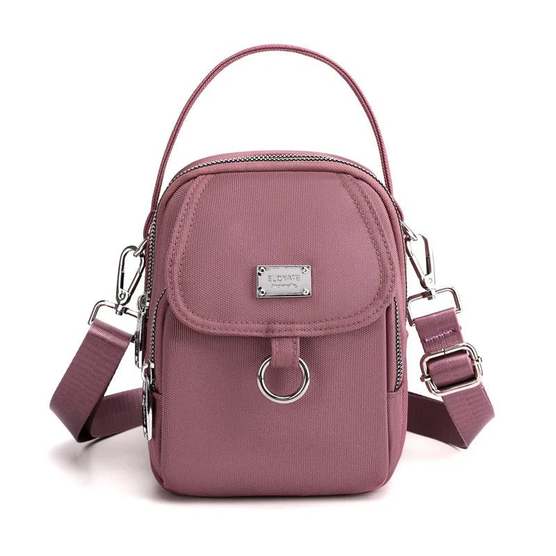Shoulder Bag Women's Casual Multi - Layer Zip Closure Portable Nylon Cloth Polyester Lining Small Mobile Phone Bag Fashionable - Zeprah