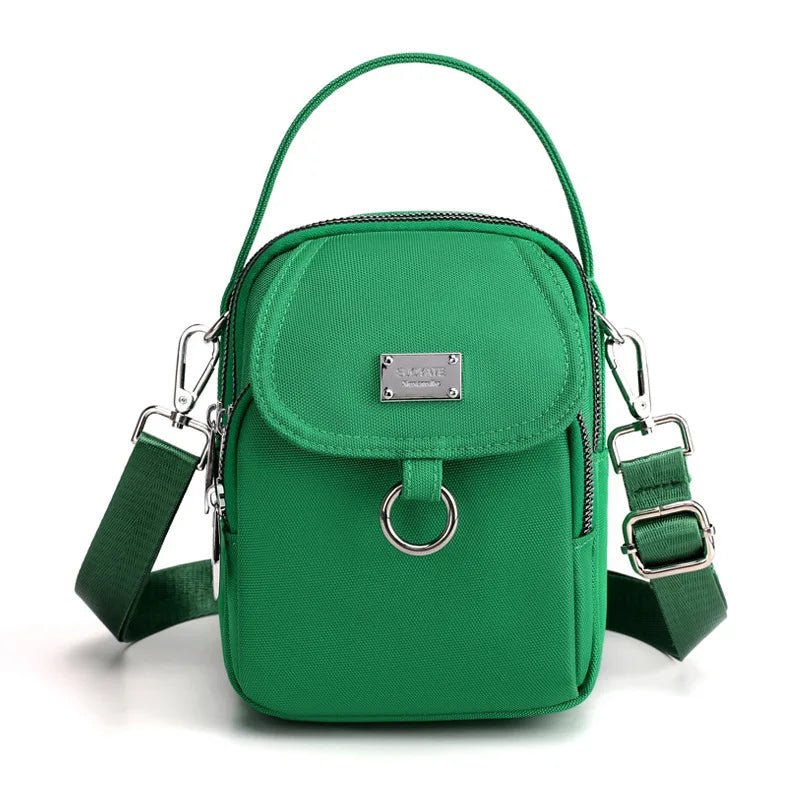 Shoulder Bag Women's Casual Multi - Layer Zip Closure Portable Nylon Cloth Polyester Lining Small Mobile Phone Bag Fashionable - Zeprah
