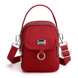 Shoulder Bag Women's Casual Multi - Layer Zip Closure Portable Nylon Cloth Polyester Lining Small Mobile Phone Bag Fashionable - Zeprah