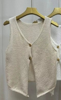 Simple Cropped Top Summer Basic tank Top Button Women's Tanks Camis - Zeprah