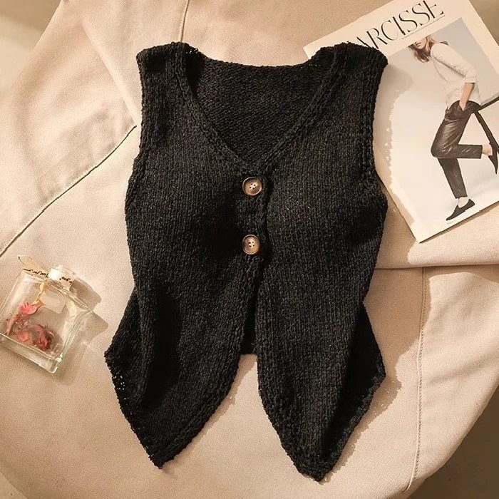 Simple Cropped Top Summer Basic tank Top Button Women's Tanks Camis - Zeprah