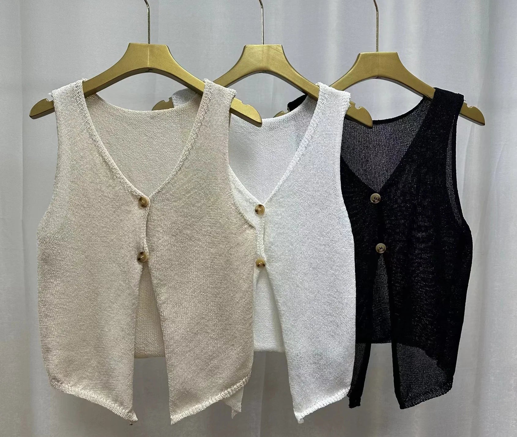 Simple Cropped Top Summer Basic tank Top Button Women's Tanks Camis - Zeprah