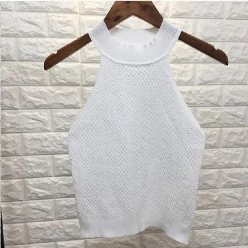 Simple Fashion Base High Elastic Big Boost Suit O - neck Woven Knitted Comfy Camisole Slim Unisex Tank Top - Zeprah