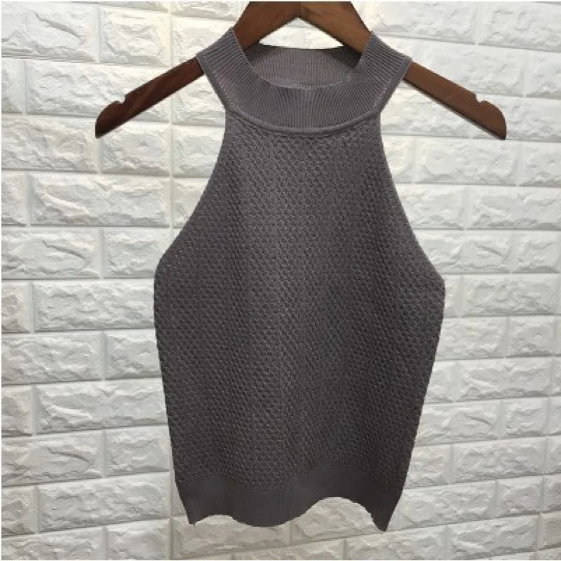 Simple Fashion Base High Elastic Big Boost Suit O - neck Woven Knitted Comfy Camisole Slim Unisex Tank Top - Zeprah