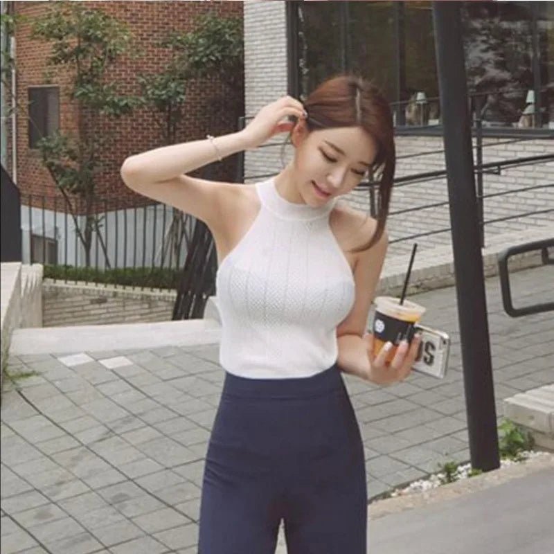 Simple Fashion Base High Elastic Big Boost Suit O - neck Woven Knitted Comfy Camisole Slim Unisex Tank Top - Zeprah