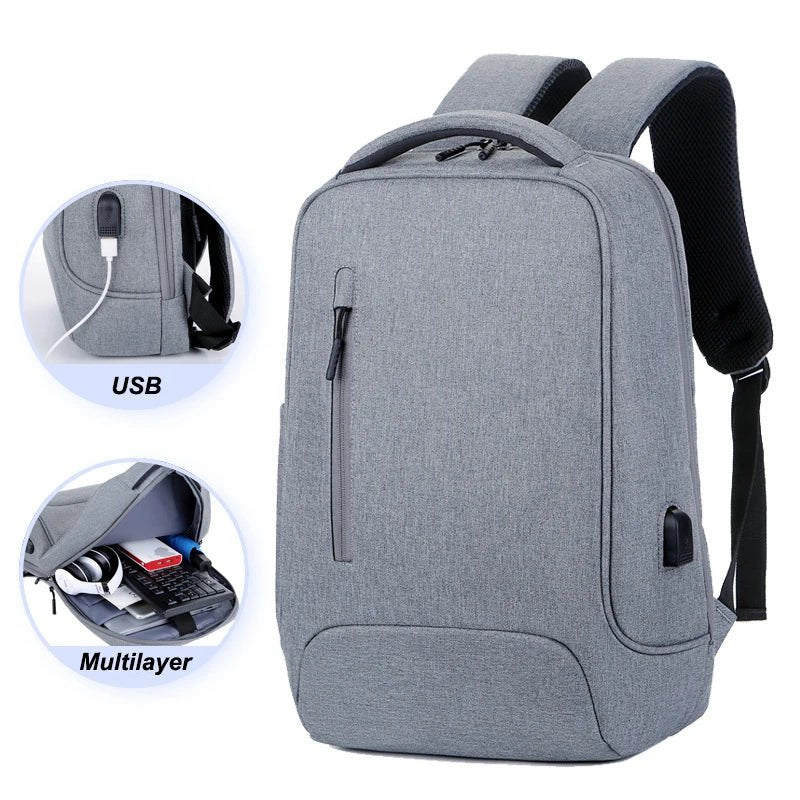 Simple Fashionable Unisex Oxford Waterproof Computer Backpack with USB Large Capacity for Outdoor Travel & Business Use - Zeprah