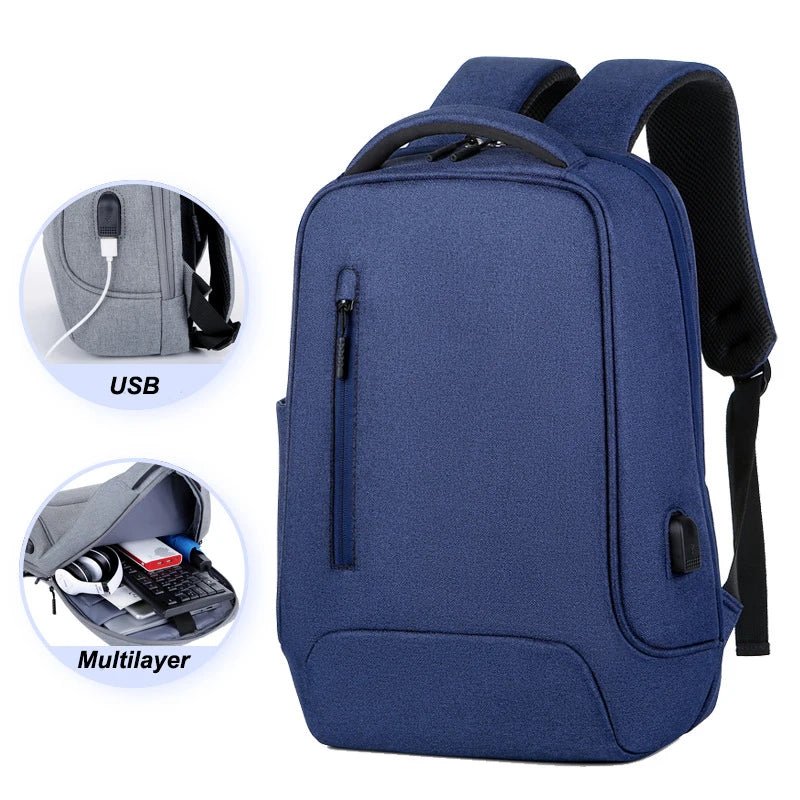 Simple Fashionable Unisex Oxford Waterproof Computer Backpack with USB Large Capacity for Outdoor Travel & Business Use - Zeprah
