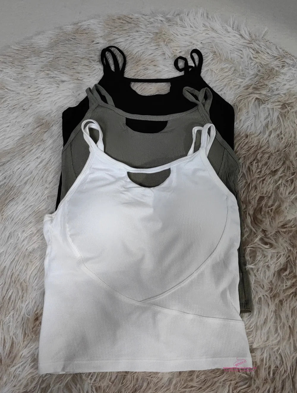 Simple High - end Girl Padded Waist Workout All - match Strip Beauty Back Shoulder Tank Crop Top Wrap Chest One - piece Camisole - Zeprah