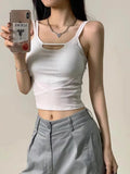 Simple High - end Girl Padded Waist Workout All - match Strip Beauty Back Shoulder Tank Crop Top Wrap Chest One - piece Camisole - Zeprah