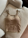Simple High - end Girl Padded Waist Workout All - match Strip Beauty Back Shoulder Tank Crop Top Wrap Chest One - piece Camisole - Zeprah