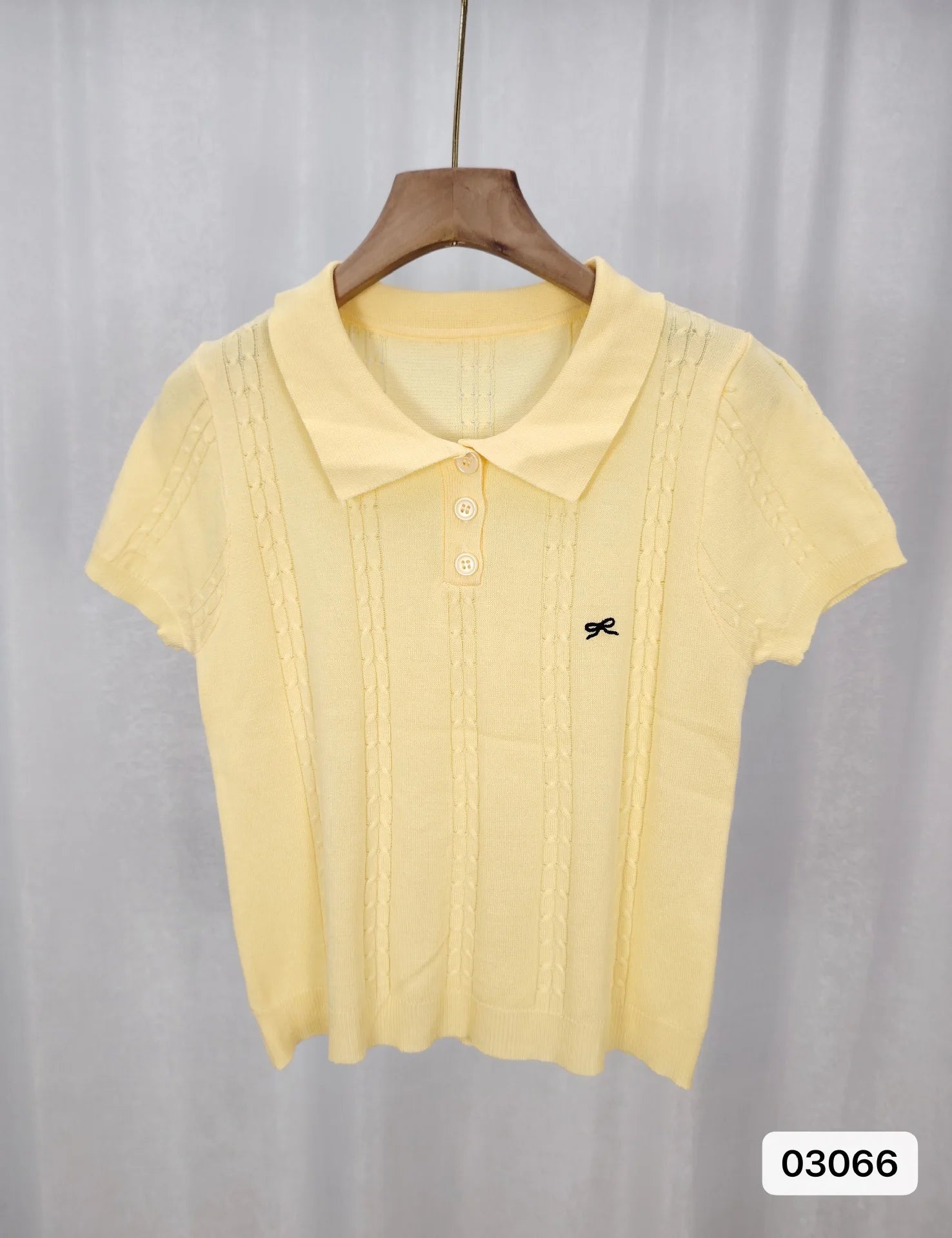 simple Short Sleeve T-shirt Knitted Tops for Women Bow Embroidery Short - sleeved Knitwear - Zeprah