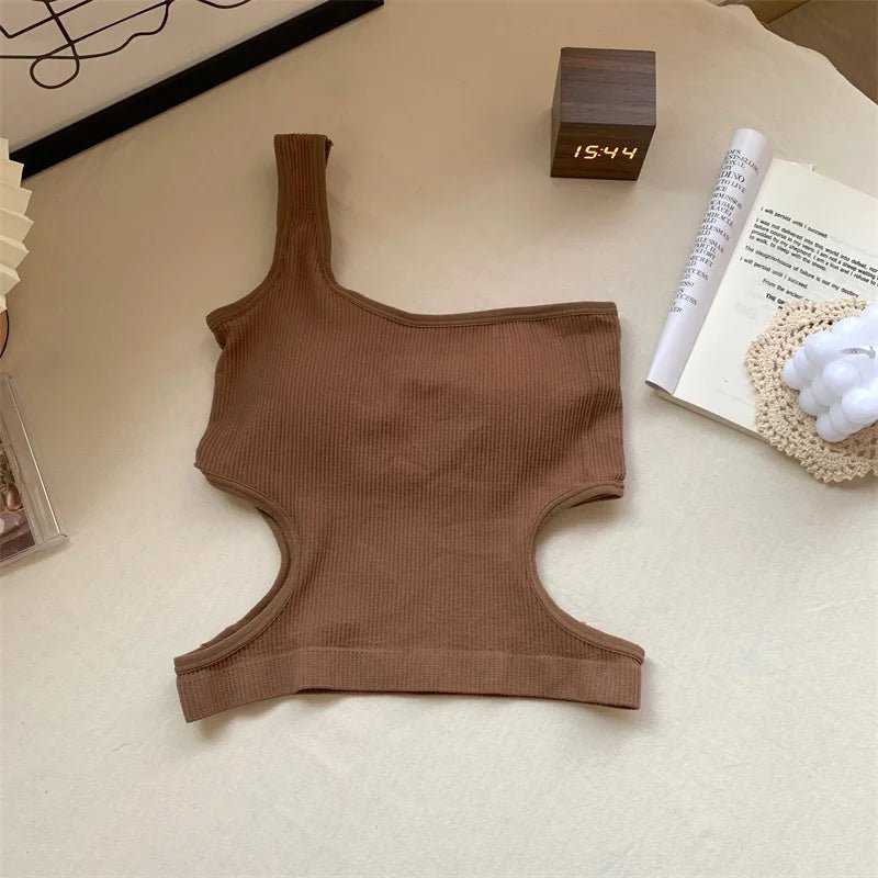 Single Shoulder Sweet Cool Hot High Waist Young Girl Women's Tanks Camis Crop Tops Women's tank Tops - Zeprah