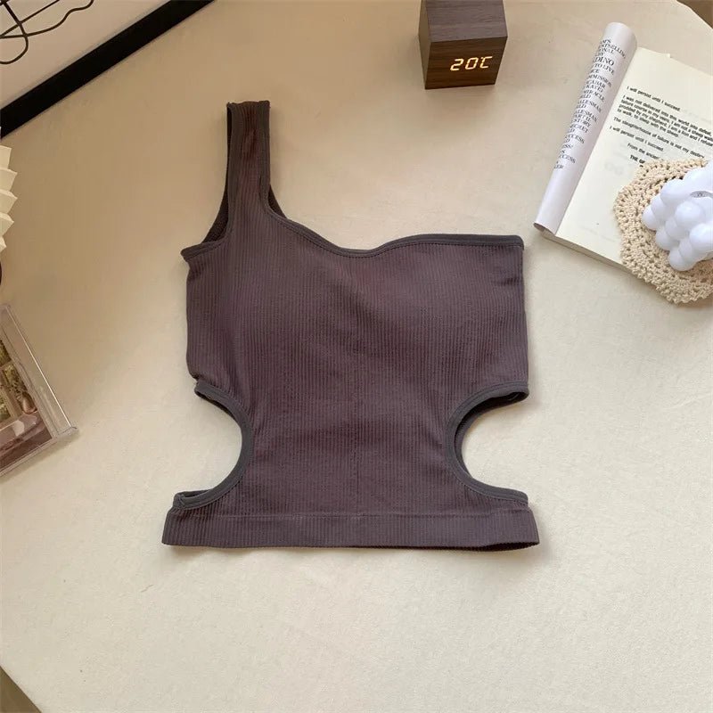 Single Shoulder Sweet Cool Hot High Waist Young Girl Women's Tanks Camis Crop Tops Women's tank Tops - Zeprah