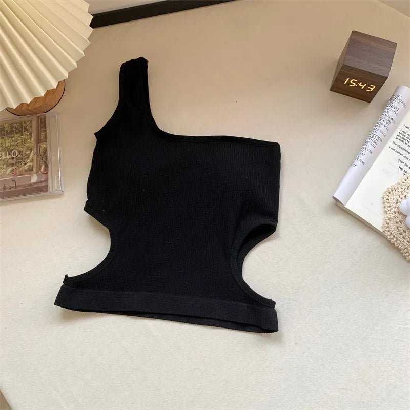 Single Shoulder Sweet Cool Hot High Waist Young Girl Women's Tanks Camis Crop Tops Women's tank Tops - Zeprah