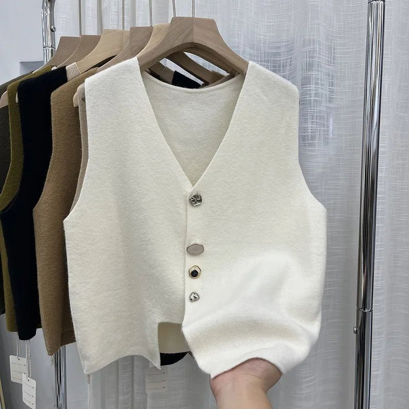 Sleeveless Going Out Tops Irregularity Basic Sleeveless Tops Button Women's Clothing - Zeprah