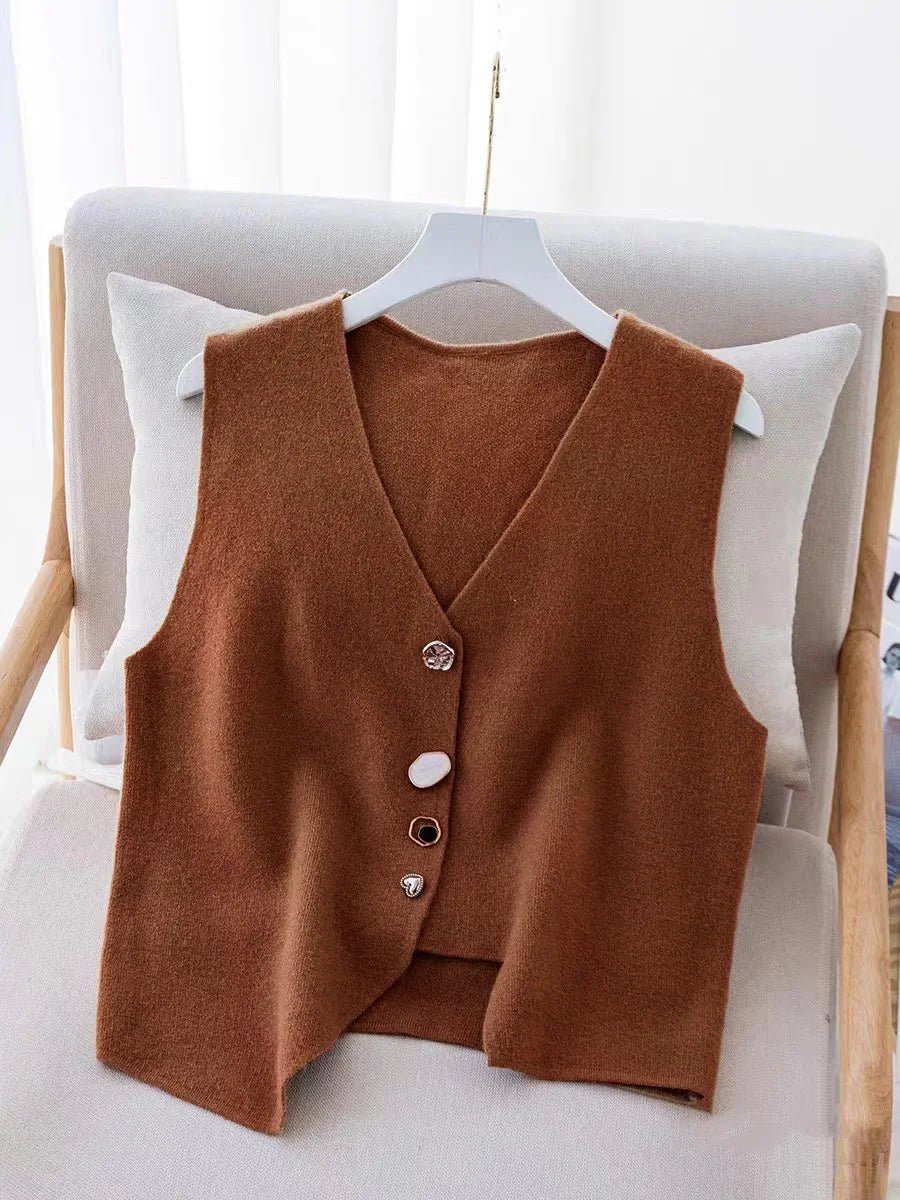 Sleeveless Going Out Tops Irregularity Basic Sleeveless Tops Button Women's Clothing - Zeprah