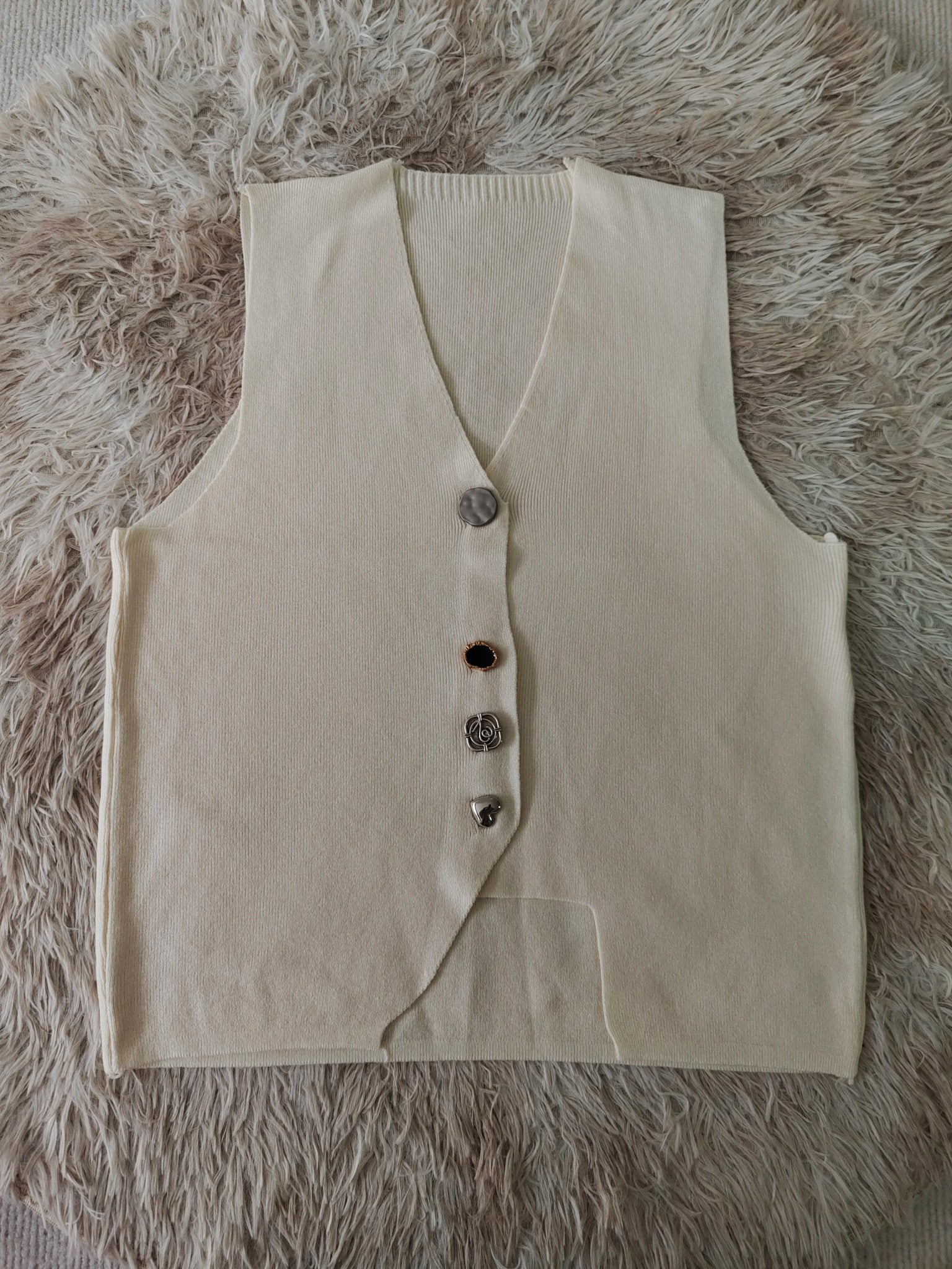 Sleeveless Going Out Tops Irregularity Basic Sleeveless Tops Button Women's Clothing - Zeprah