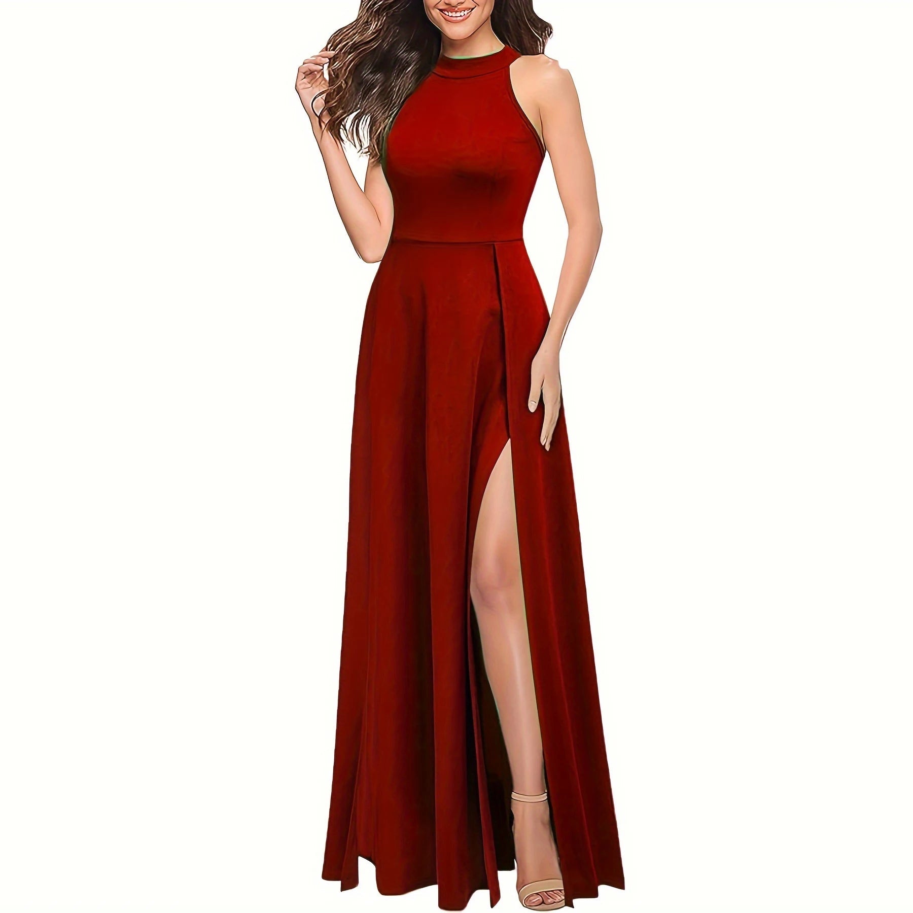 Sleeveless Halter Floor - Length Ball Gown - Zeprah