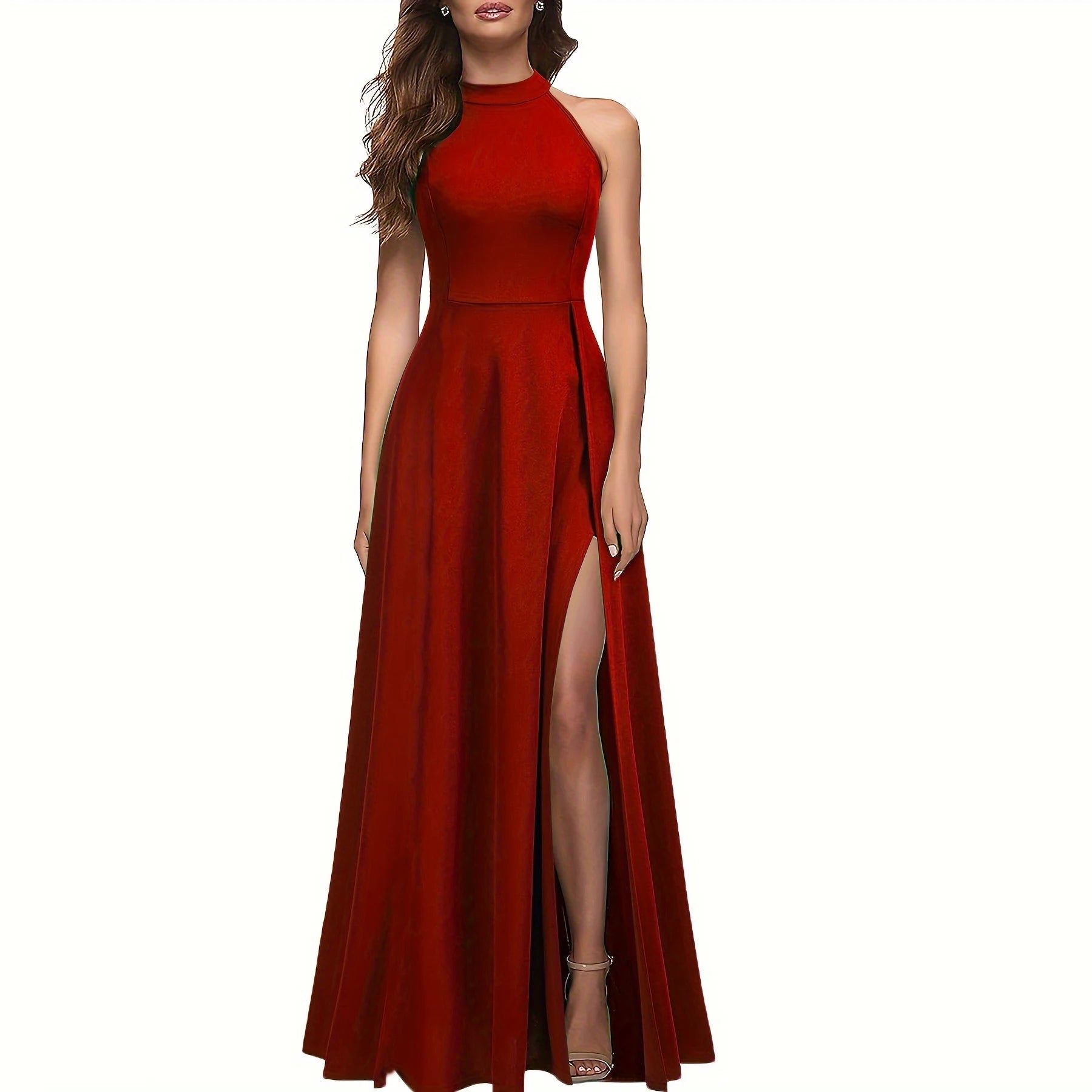 Sleeveless Halter Floor - Length Ball Gown - Zeprah