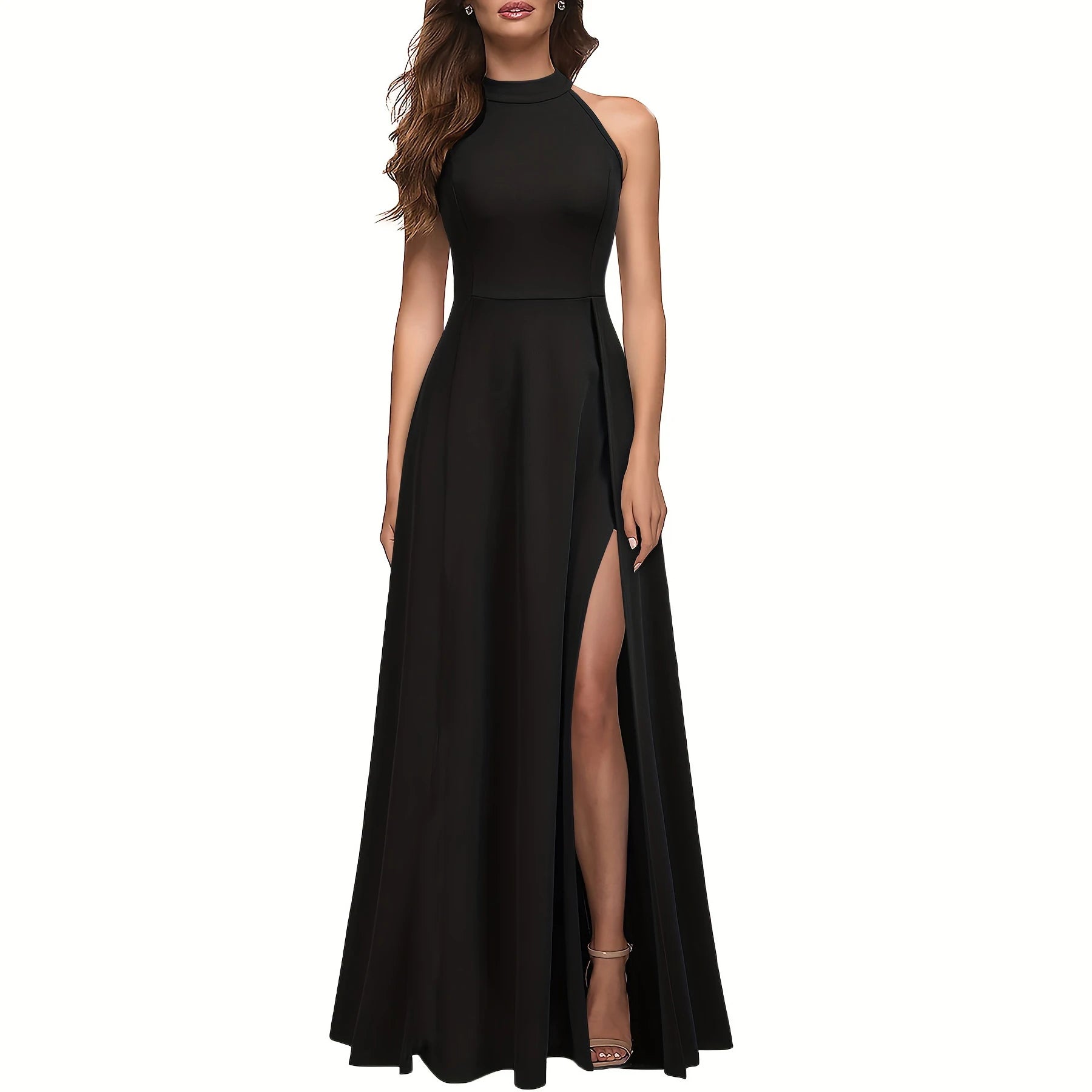 Sleeveless Halter Floor - Length Ball Gown - Zeprah