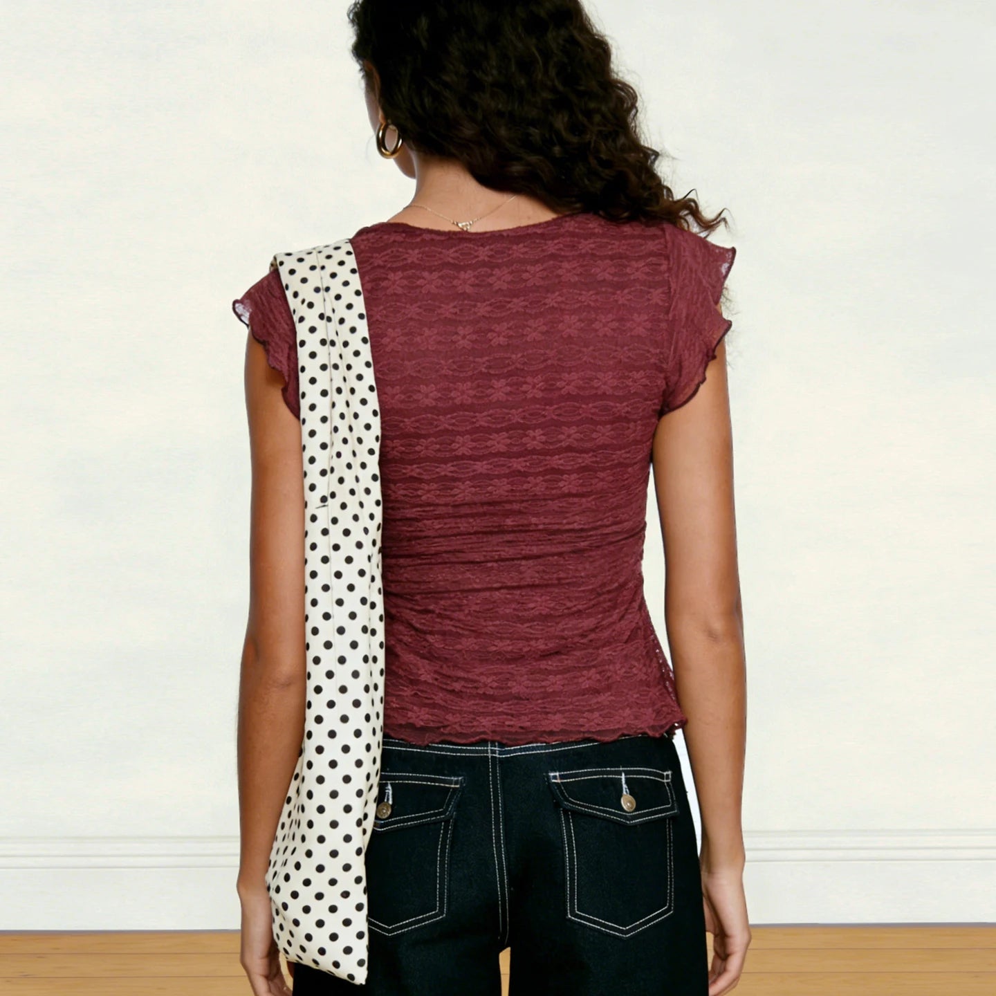 Sleeveless Solid Color Knitted Eco - Friendly T Shirt with Ruffle Trim and Front Tie Casual Fresh Style - Zeprah