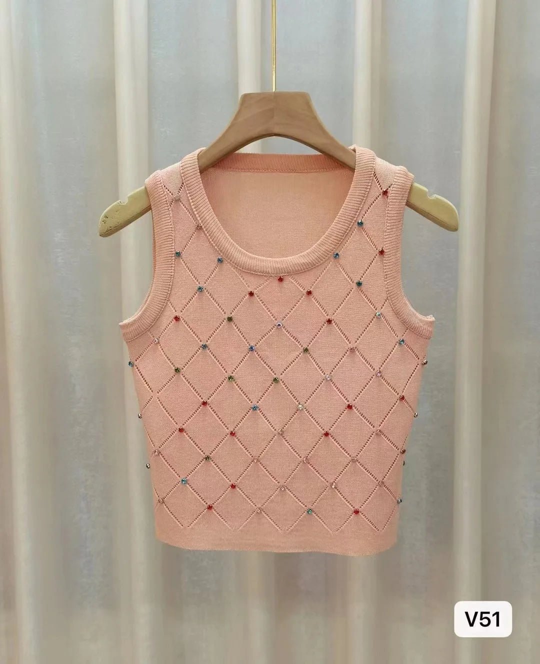 Sleeveless Tank Top for Women Diamond Setting Camisole Slim - fit Going Out Tops - Zeprah