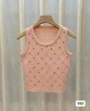 Sleeveless Tank Top for Women Diamond Setting Camisole Slim - fit Going Out Tops - Zeprah