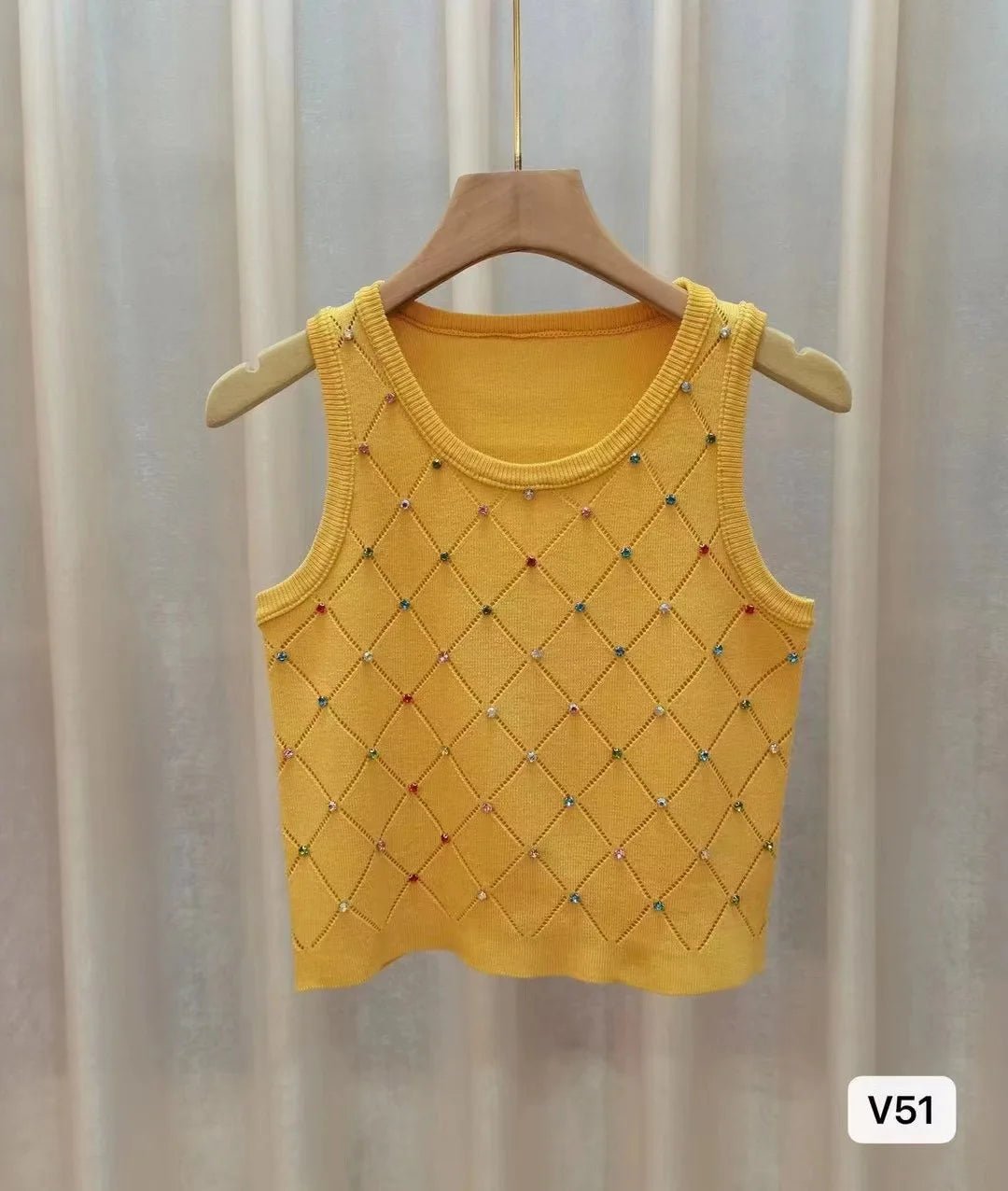 Sleeveless Tank Top for Women Diamond Setting Camisole Slim - fit Going Out Tops - Zeprah