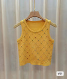 Sleeveless Tank Top for Women Diamond Setting Camisole Slim - fit Going Out Tops - Zeprah