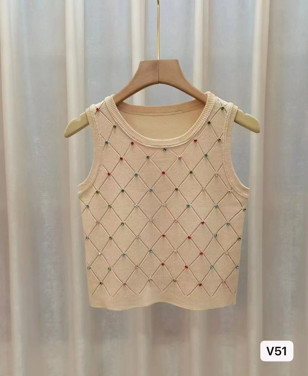 Sleeveless Tank Top for Women Diamond Setting Camisole Slim - fit Going Out Tops - Zeprah