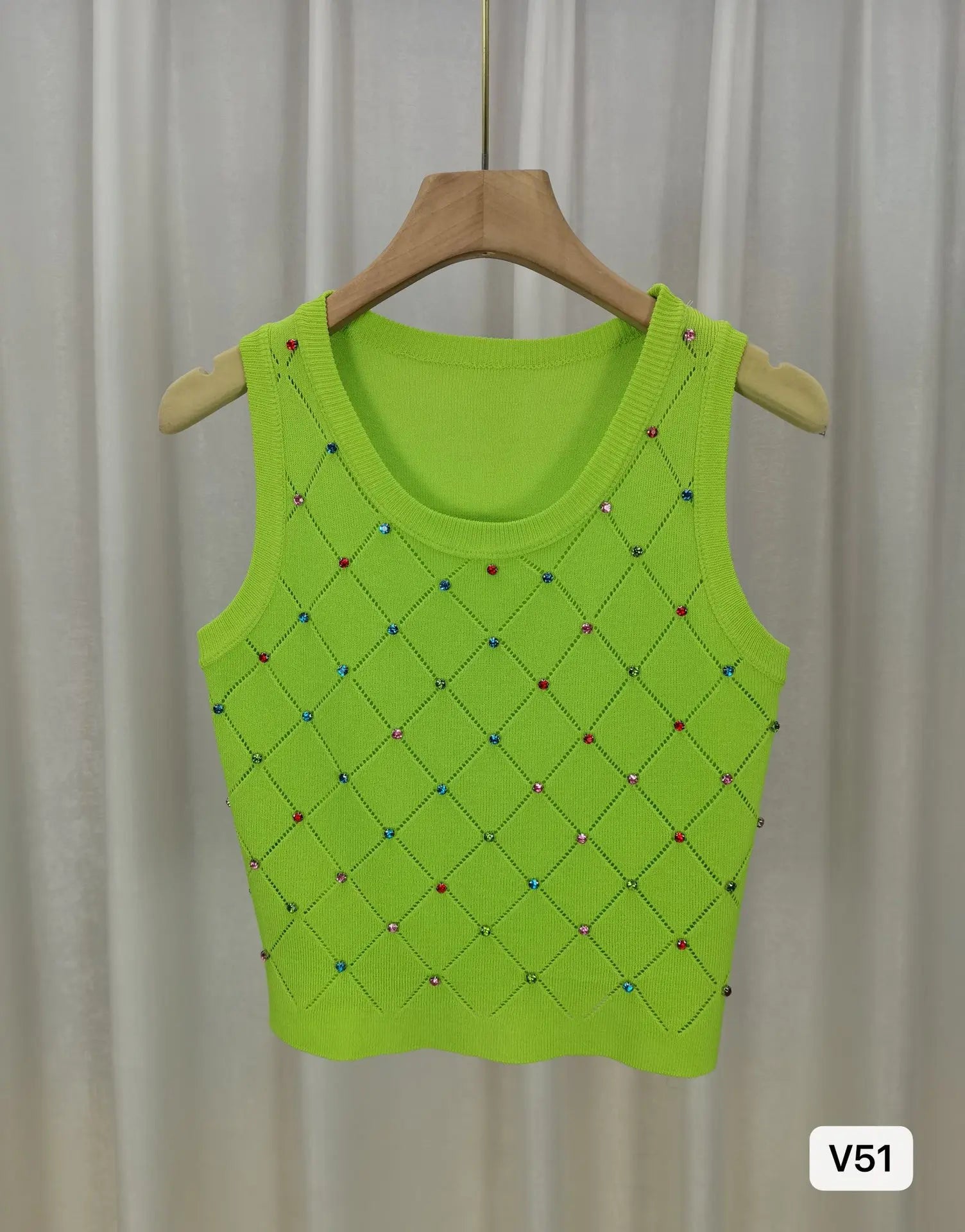 Sleeveless Tank Top for Women Diamond Setting Camisole Slim - fit Going Out Tops - Zeprah